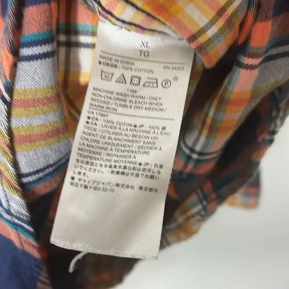 Banana Republic Orange & Blue Lightweight Flannel Size XL